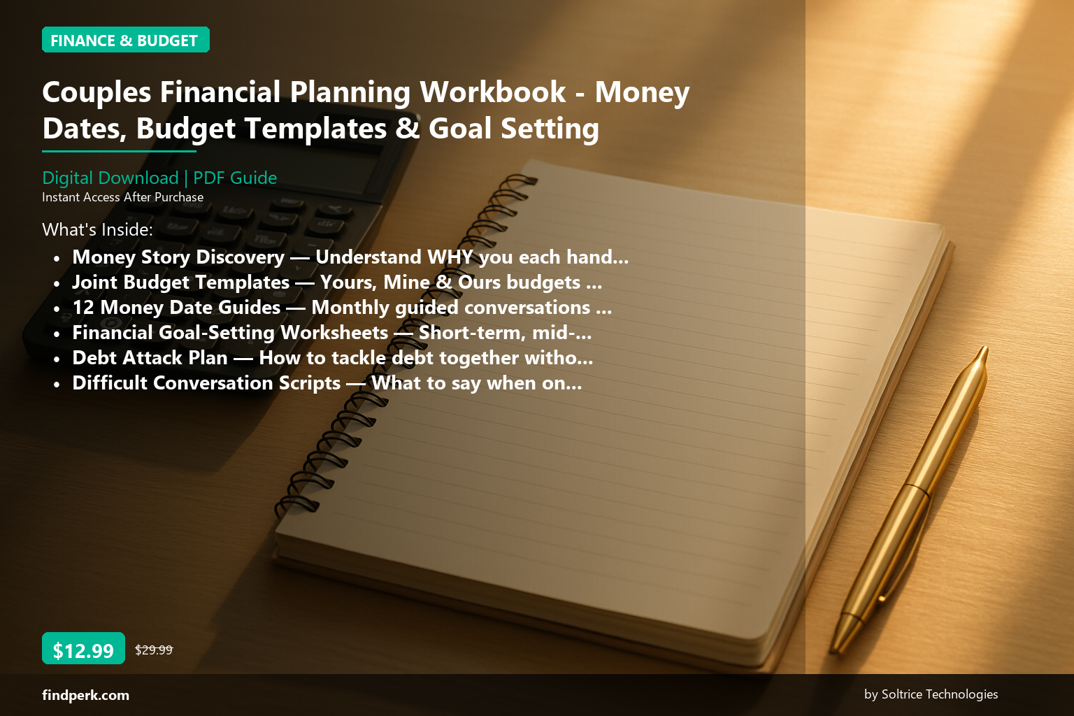 Couples Financial Planning Workbook - Money Dates, Budget Templates & Goal Setting - Cover