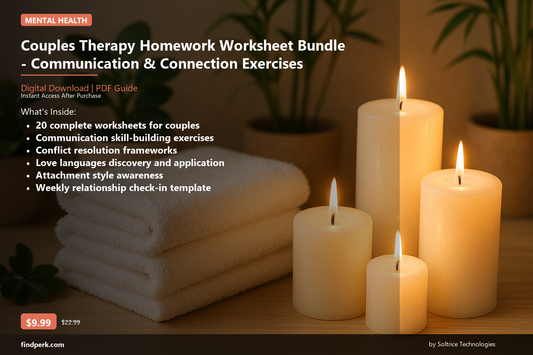 Couples Therapy Homework Worksheet Bundle - Communication & Connection Exercises - Cover