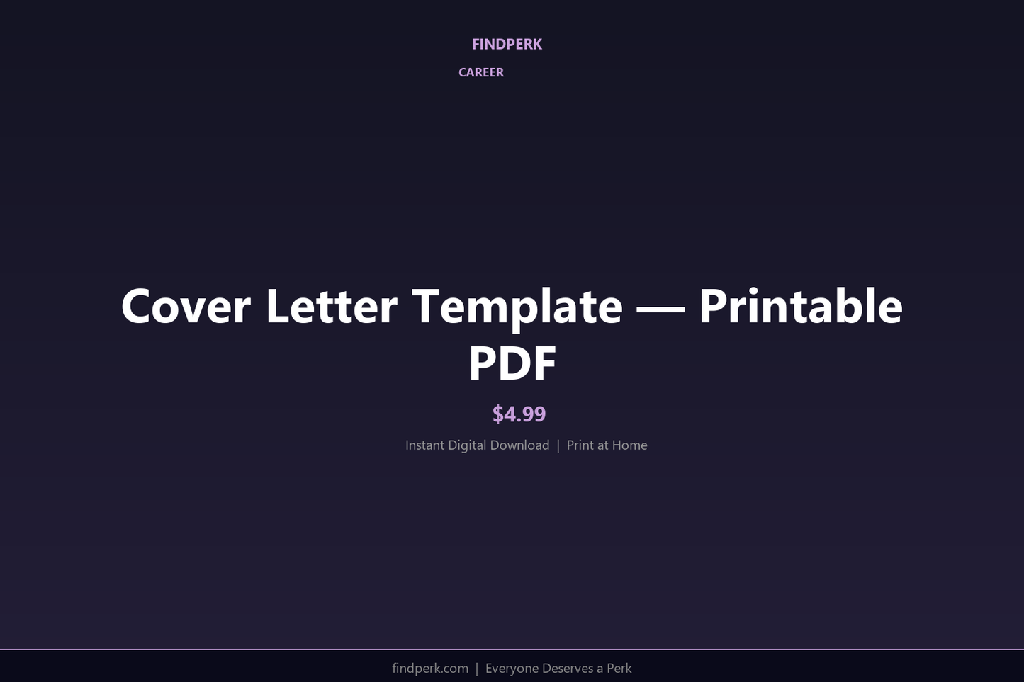 Cover Letter Template — Printable PDF