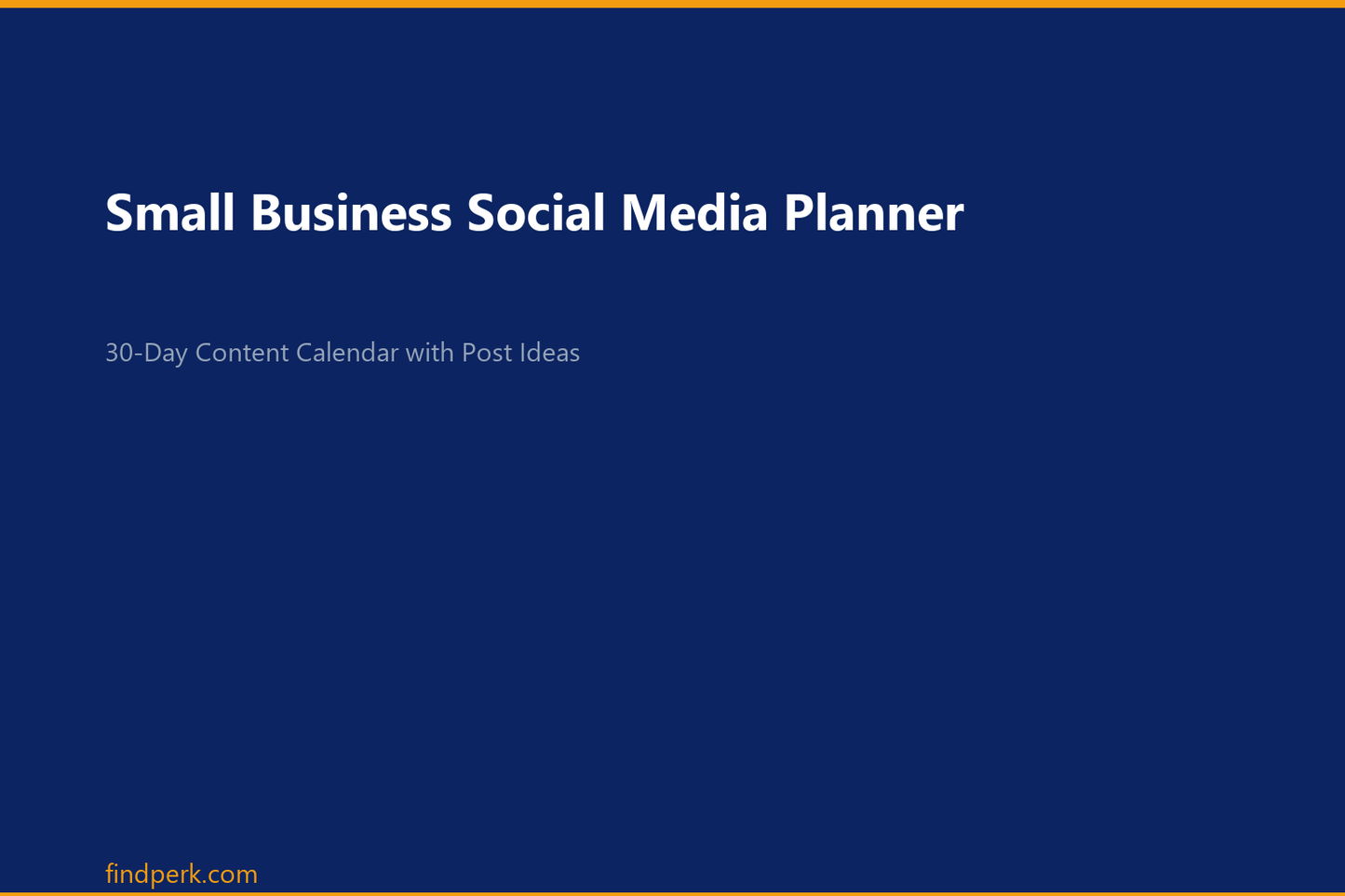 Small Business Social Media Planner - 30-Day Content Calendar with Post Ideas