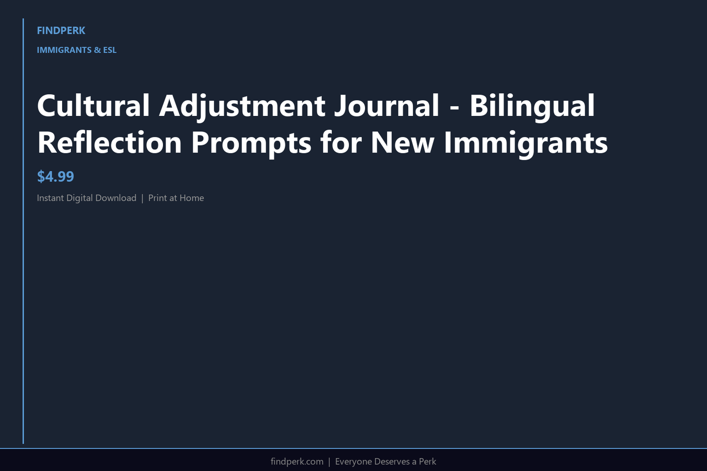 Cultural Adjustment Journal - Bilingual Reflection Prompts for New Immigrants
