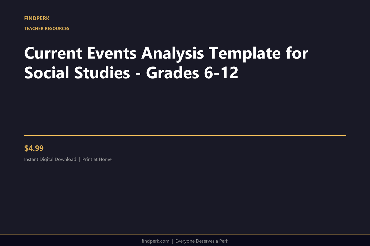 Current Events Analysis Template for Social Studies - Grades 6-12