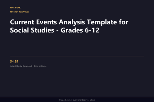 Current Events Analysis Template for Social Studies - Grades 6-12