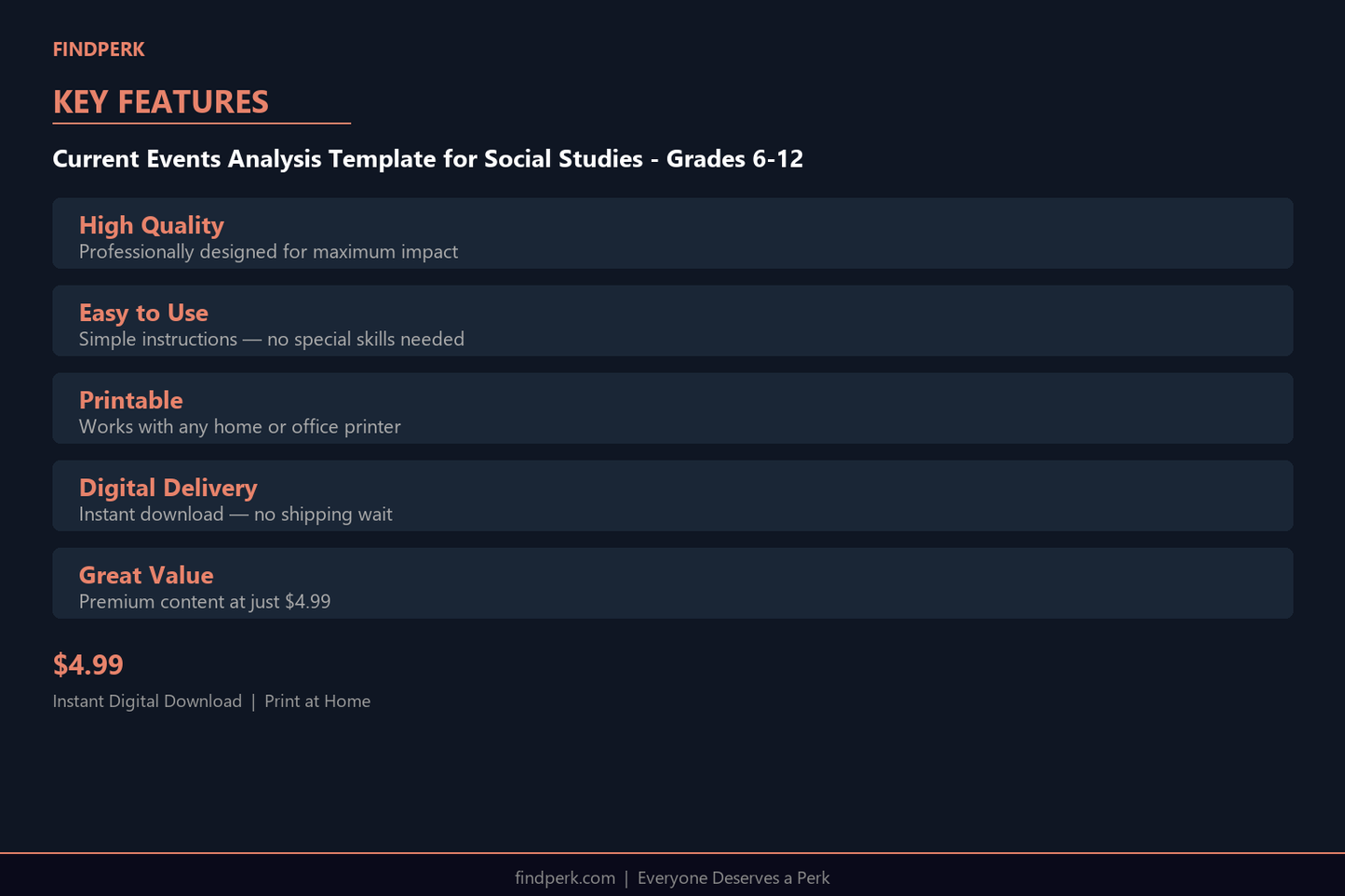 Current Events Analysis Template for Social Studies - Grades 6-12