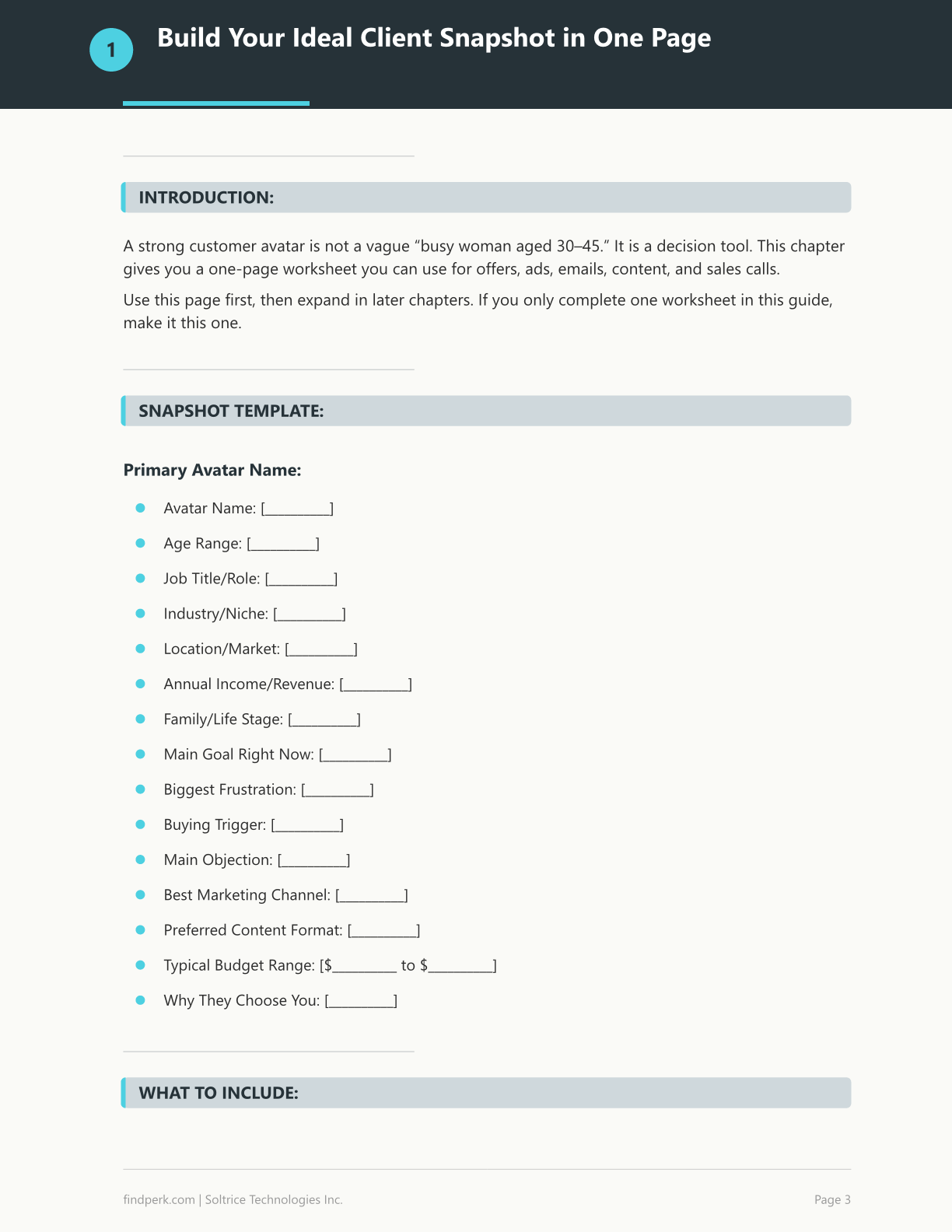 Customer Avatar Worksheet Ideal Client Profile