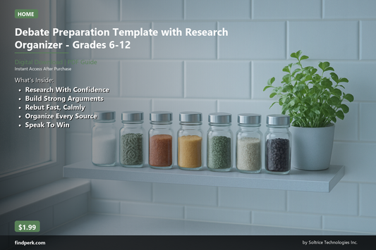 Debate Preparation Template with Research Organizer - Grades 6-12