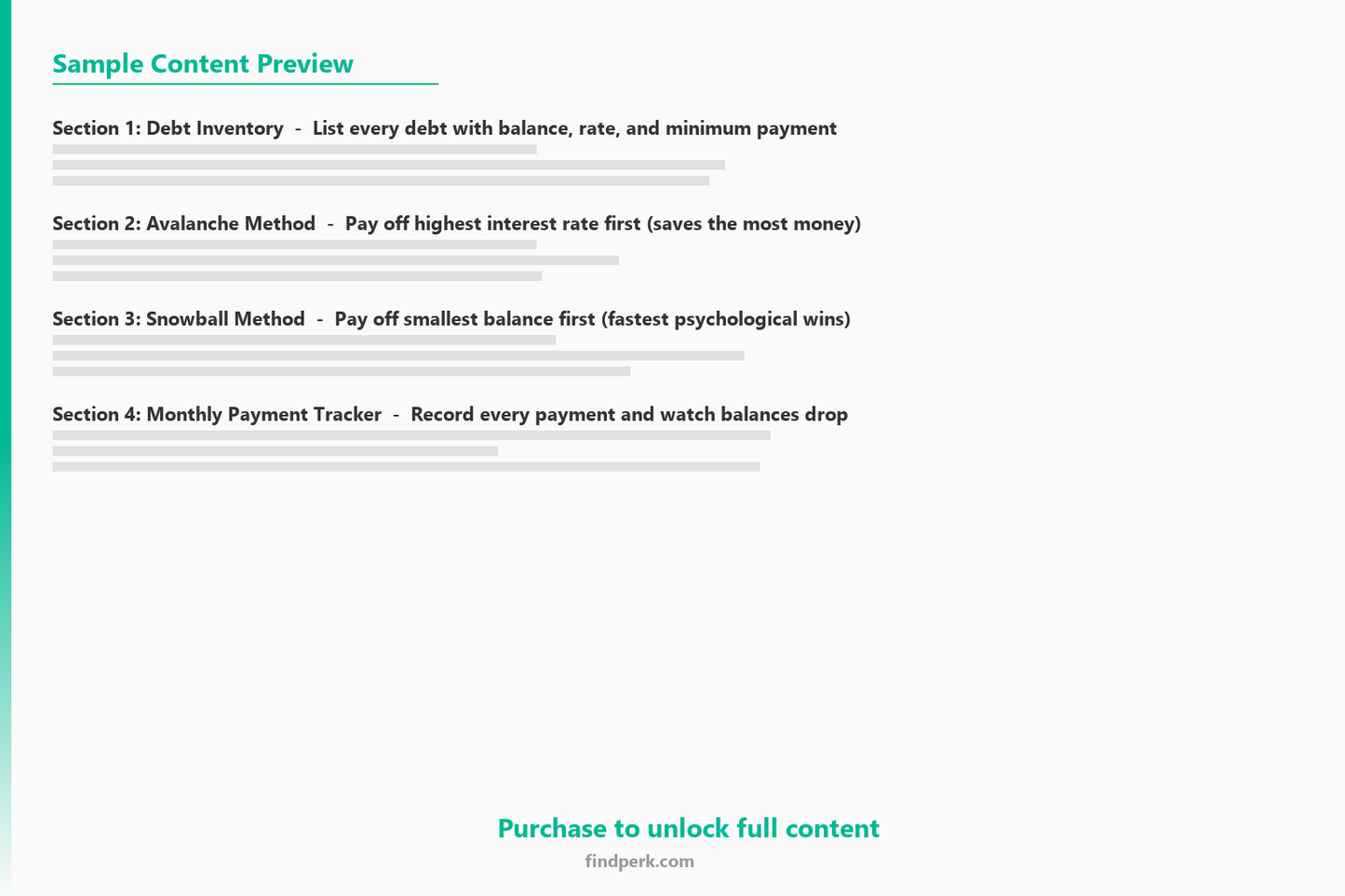 Debt Payoff Tracker & Calculator - Avalanche vs Snowball Method with Visual Progress - Content Preview