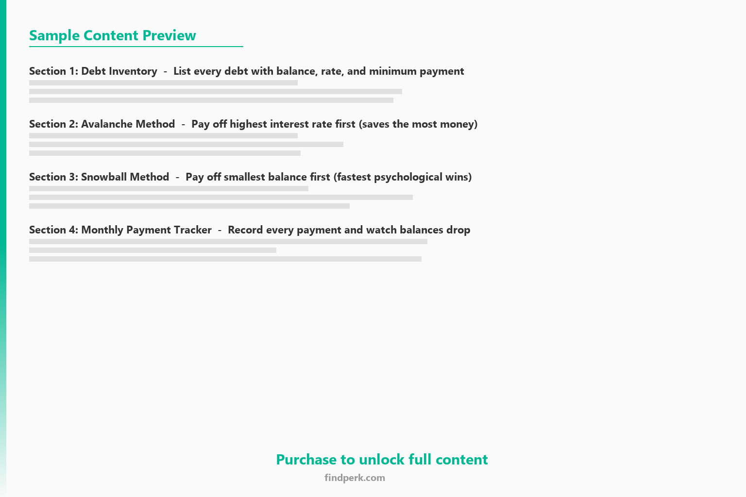 Debt Payoff Tracker & Calculator - Avalanche vs Snowball Method with Visual Progress - Content Preview