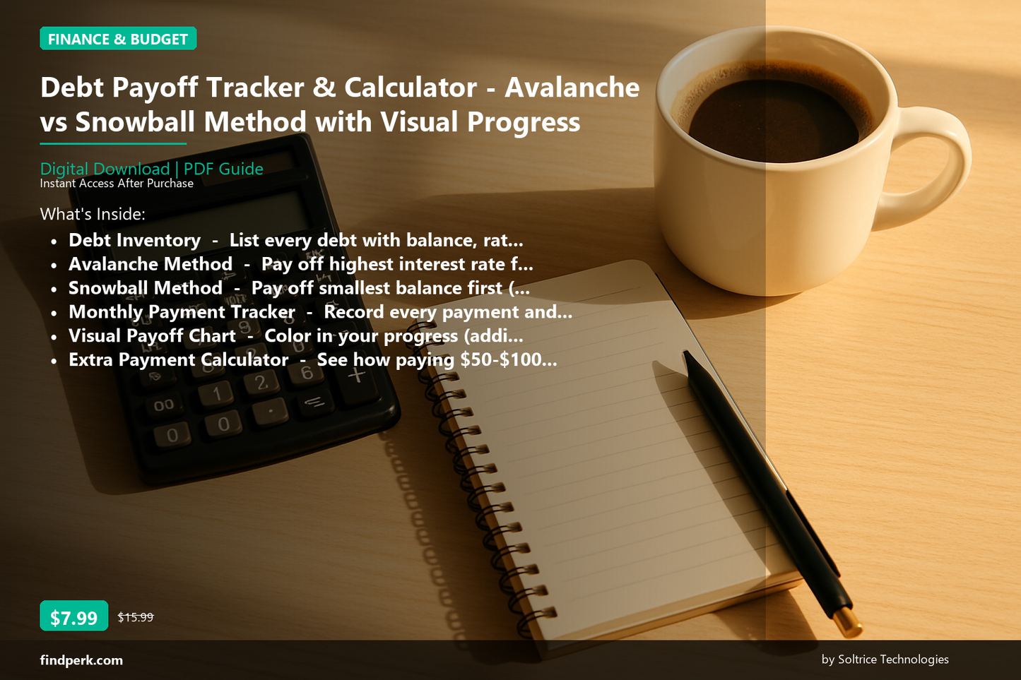 Debt Payoff Tracker & Calculator - Avalanche vs Snowball Method with Visual Progress - Cover