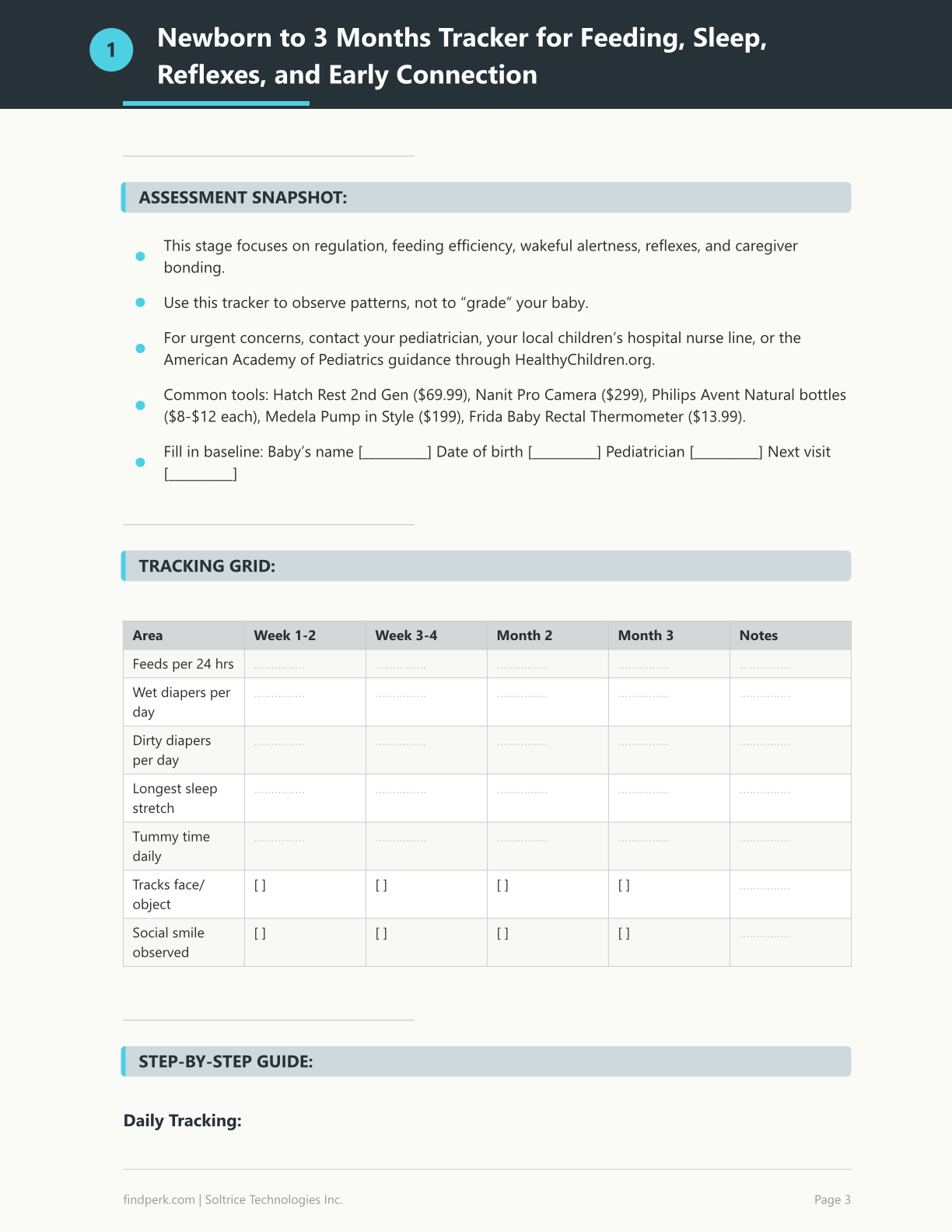 Developmental Milestones Tracker - Birth to 3 Years
