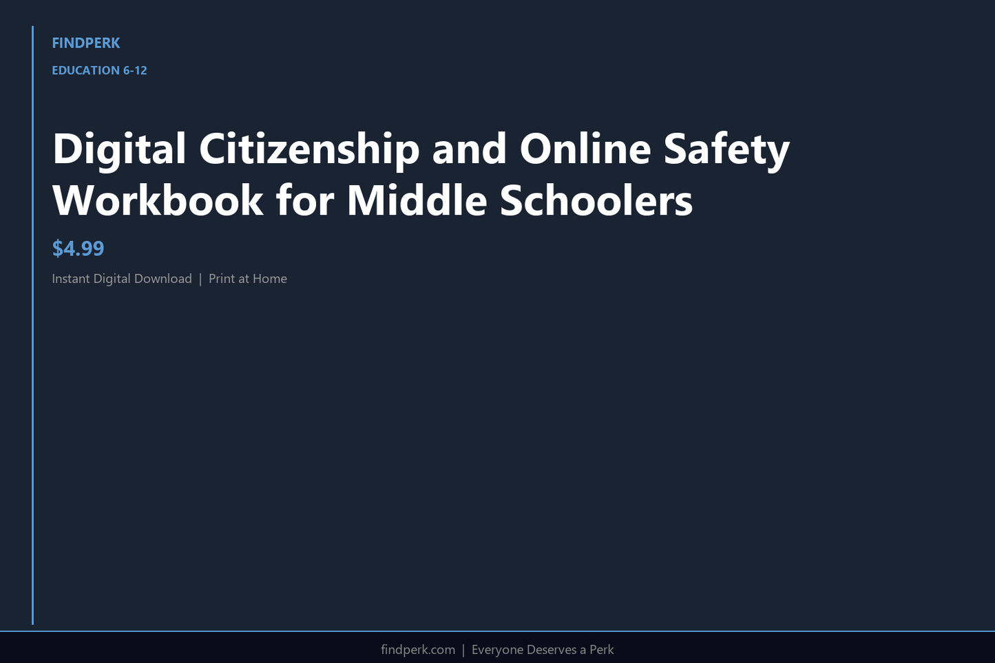Digital Citizenship and Online Safety Workbook for Middle Schoolers