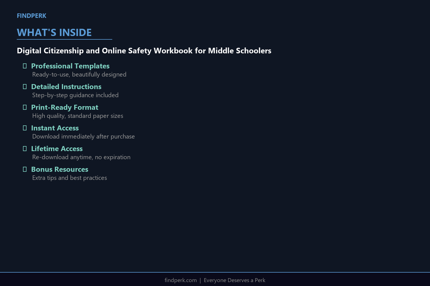 Digital Citizenship and Online Safety Workbook for Middle Schoolers