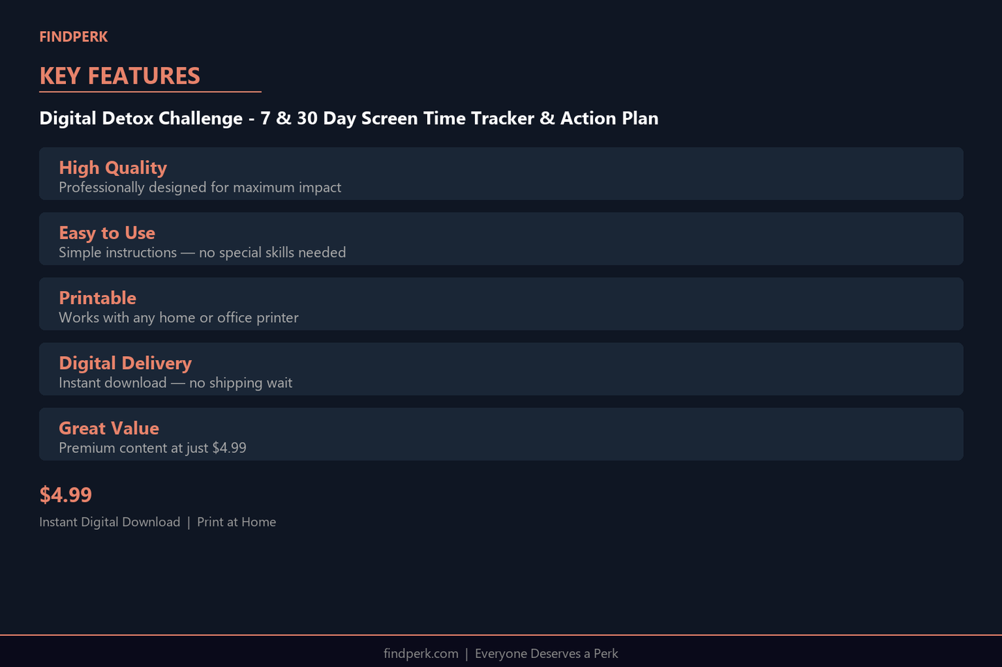 Digital Detox Challenge - 7 & 30 Day Screen Time Tracker & Action Plan
