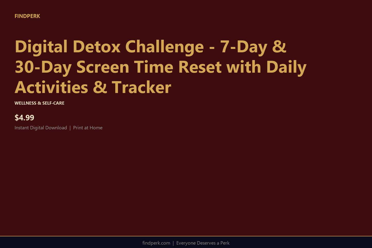 Digital Detox Challenge - 7-Day & 30-Day Screen Time Reset with Daily Activities & Tracker