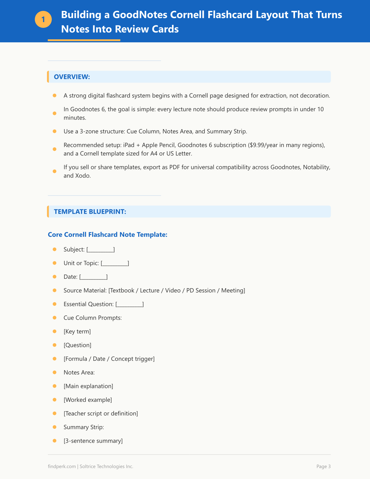 Digital Flashcard System with GoodNotes Cornell Notes Templates