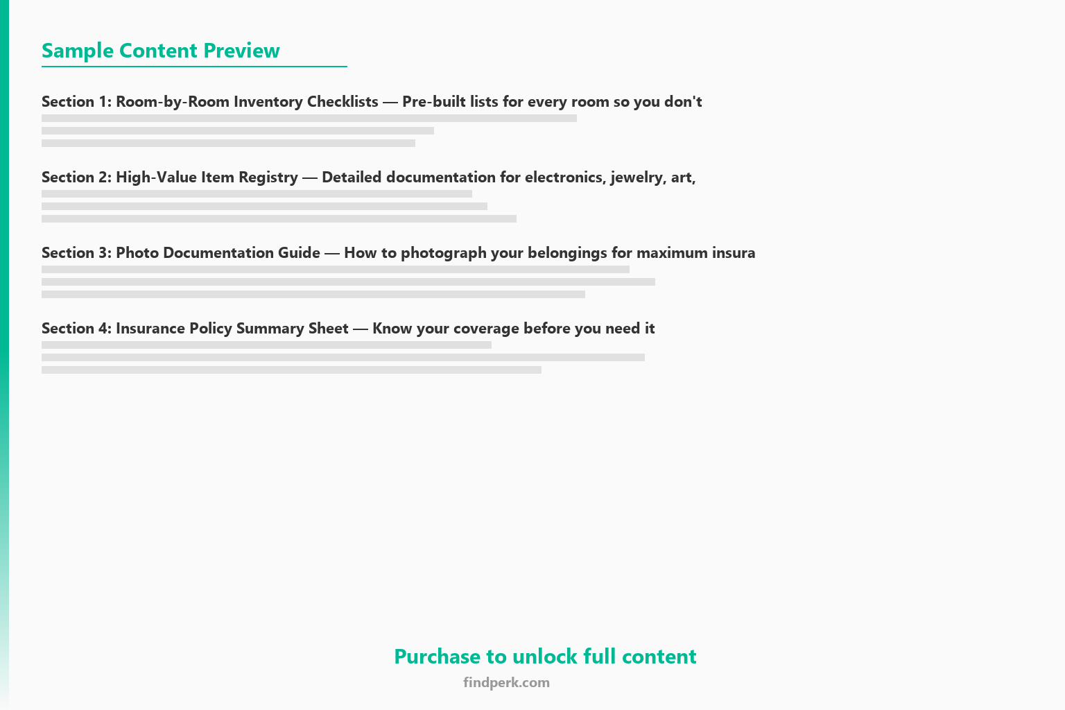 Digital Home Inventory for Insurance - Room-by-Room Photo Log & Valuation System - Content Preview