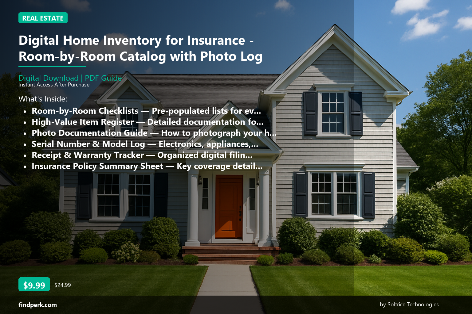 Digital Home Inventory for Insurance - Room-by-Room Catalog with Photo Log - Cover