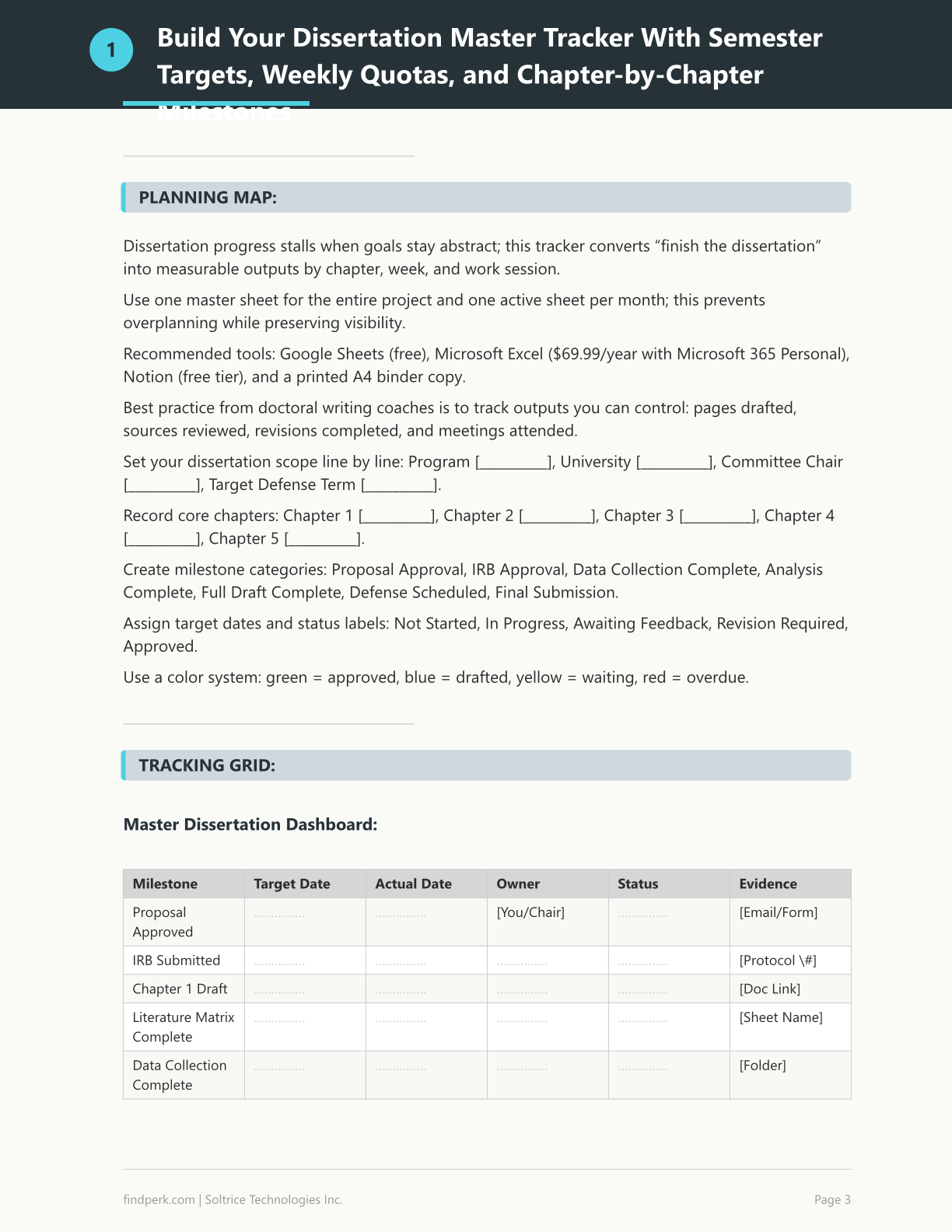 Dissertation Writing Tracker with Pomodoro Log, Chapter Milestones, and Committee Notes