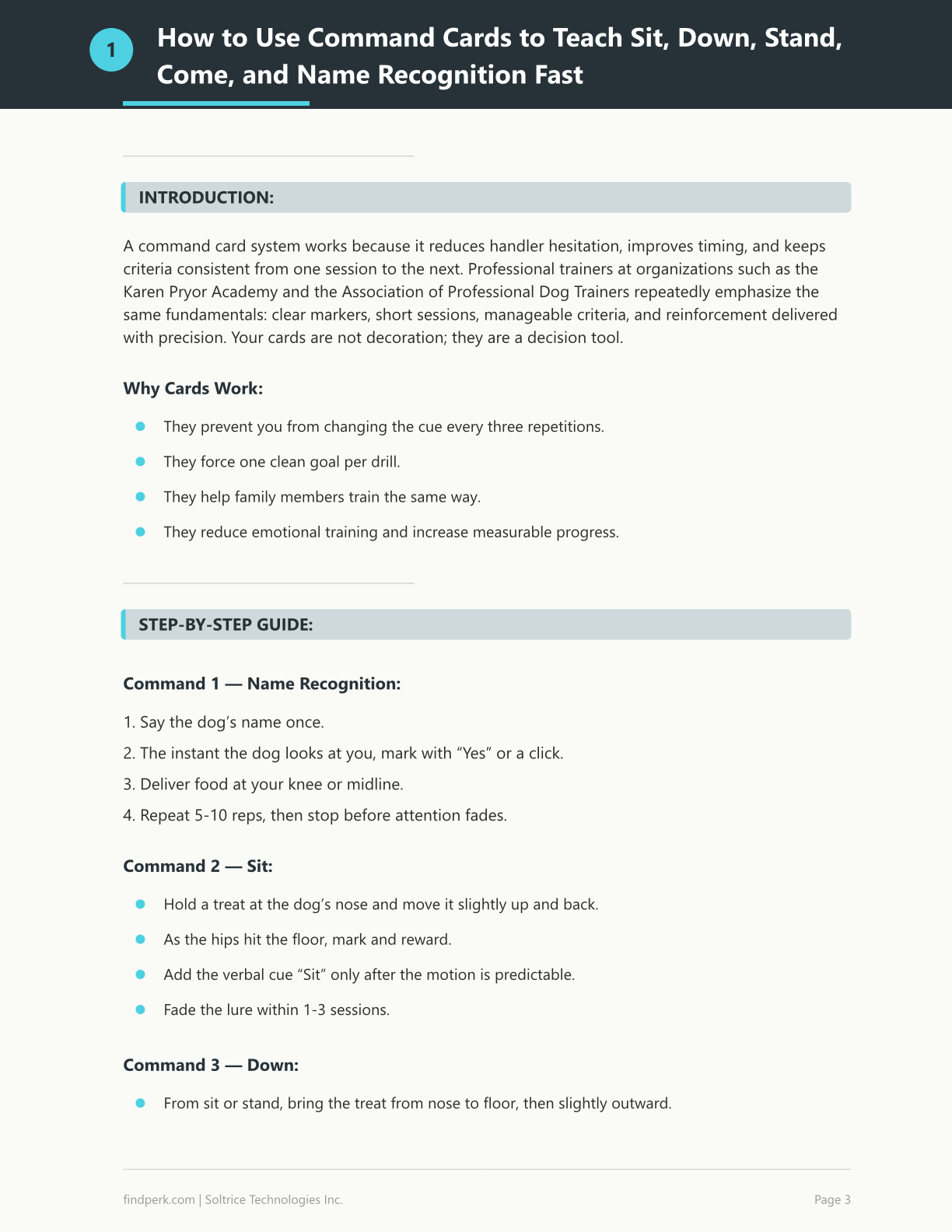Dog Training Command Cards 30 Essential Commands