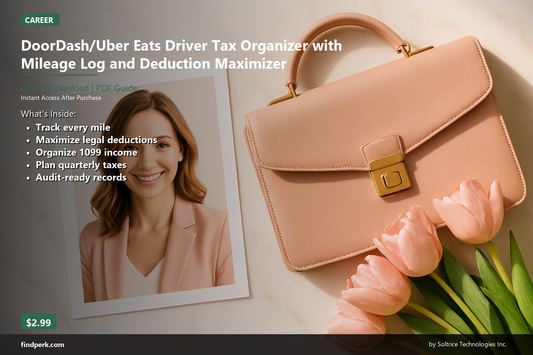 DoorDash/Uber Eats Driver Tax Organizer with Mileage Log and Deduction Maximizer