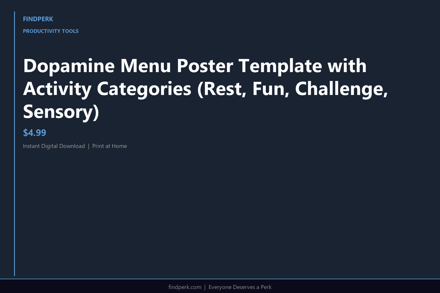 Dopamine Menu Poster Template with Activity Categories (Rest, Fun, Challenge, Sensory)