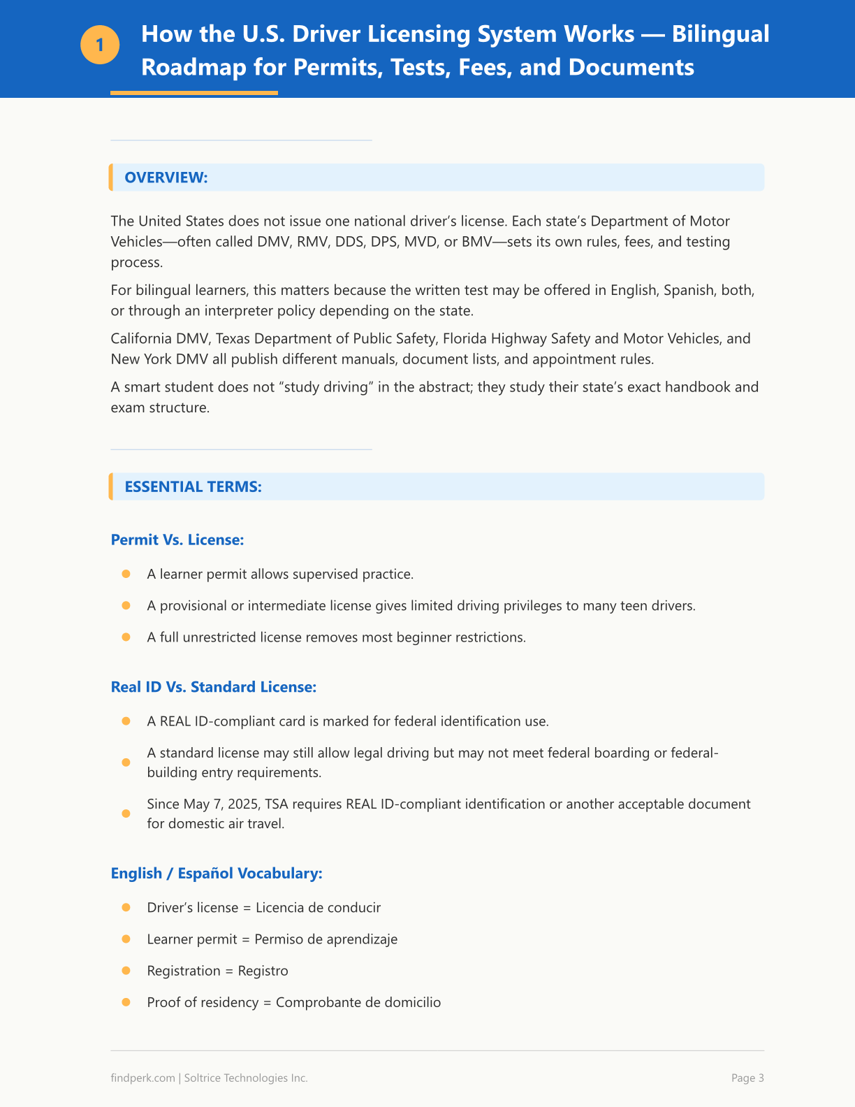 Drivers License Study Guide Bilingual English Spanish