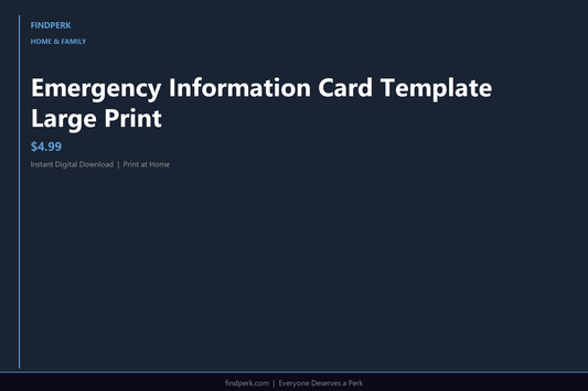 Emergency Information Card Template Large Print