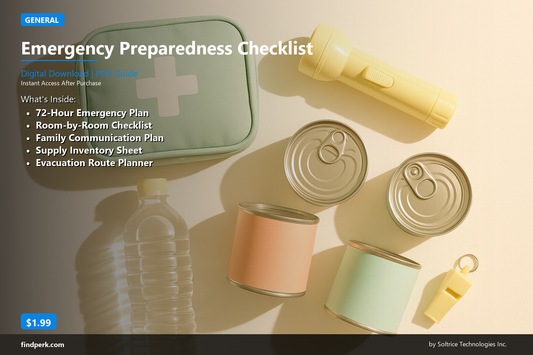 Emergency Preparedness Checklist — Home Organization Printable