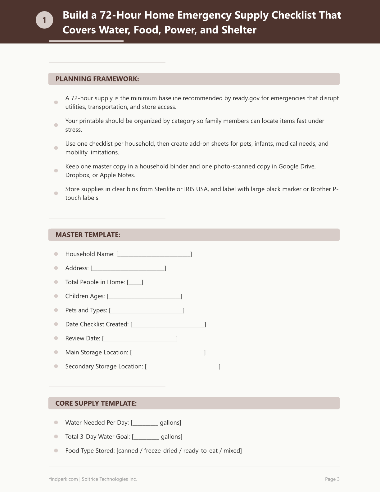 Emergency Preparedness Checklist — Home Organization Printable