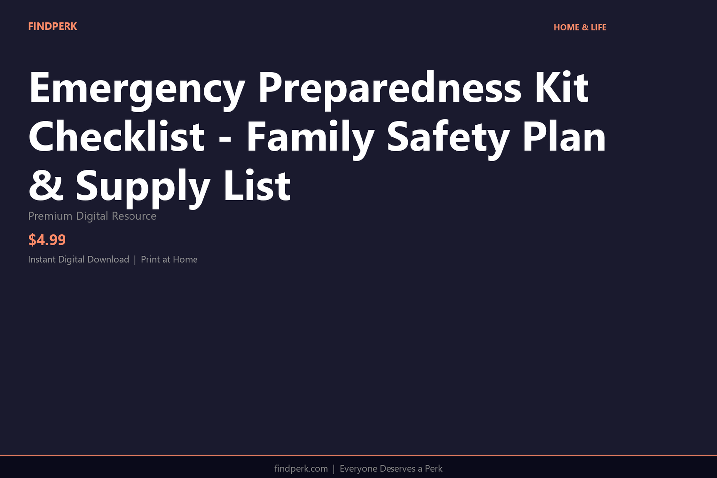 Emergency Preparedness Kit Checklist - Family Safety Plan & Supply List