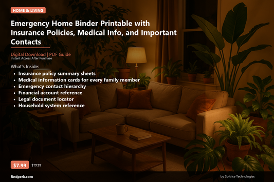 Emergency Home Binder Printable with Insurance Policies, Medical Info, and Important Contacts - Cover