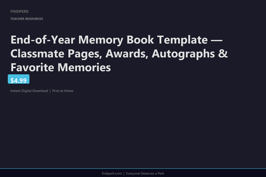 End-of-Year Memory Book Template — Classmate Pages, Awards, Autographs & Favorite Memories