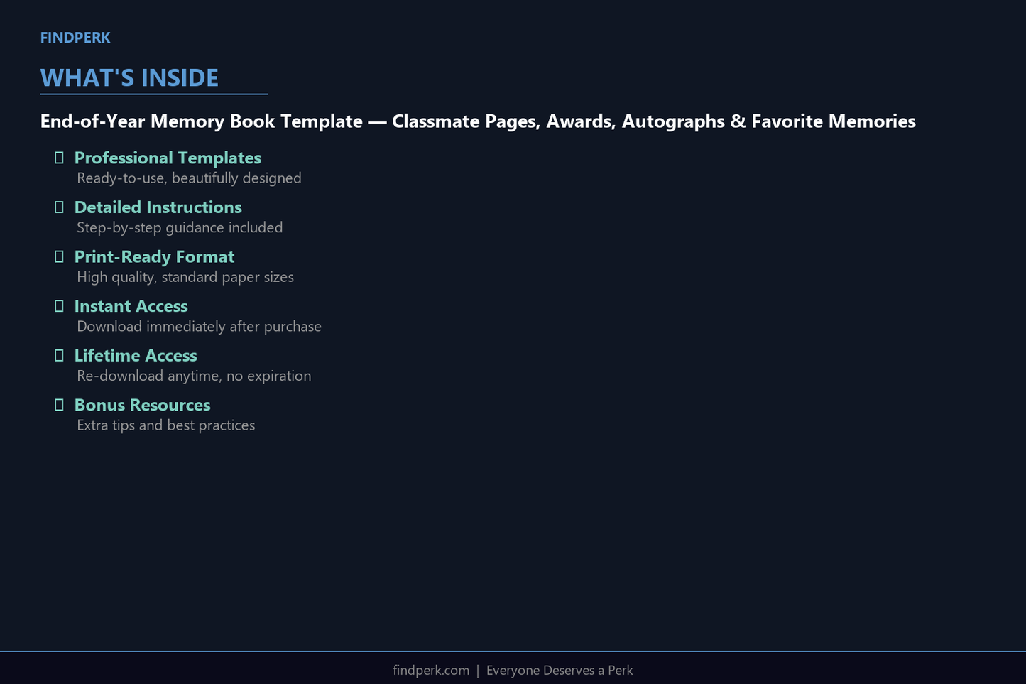 End-of-Year Memory Book Template — Classmate Pages, Awards, Autographs & Favorite Memories