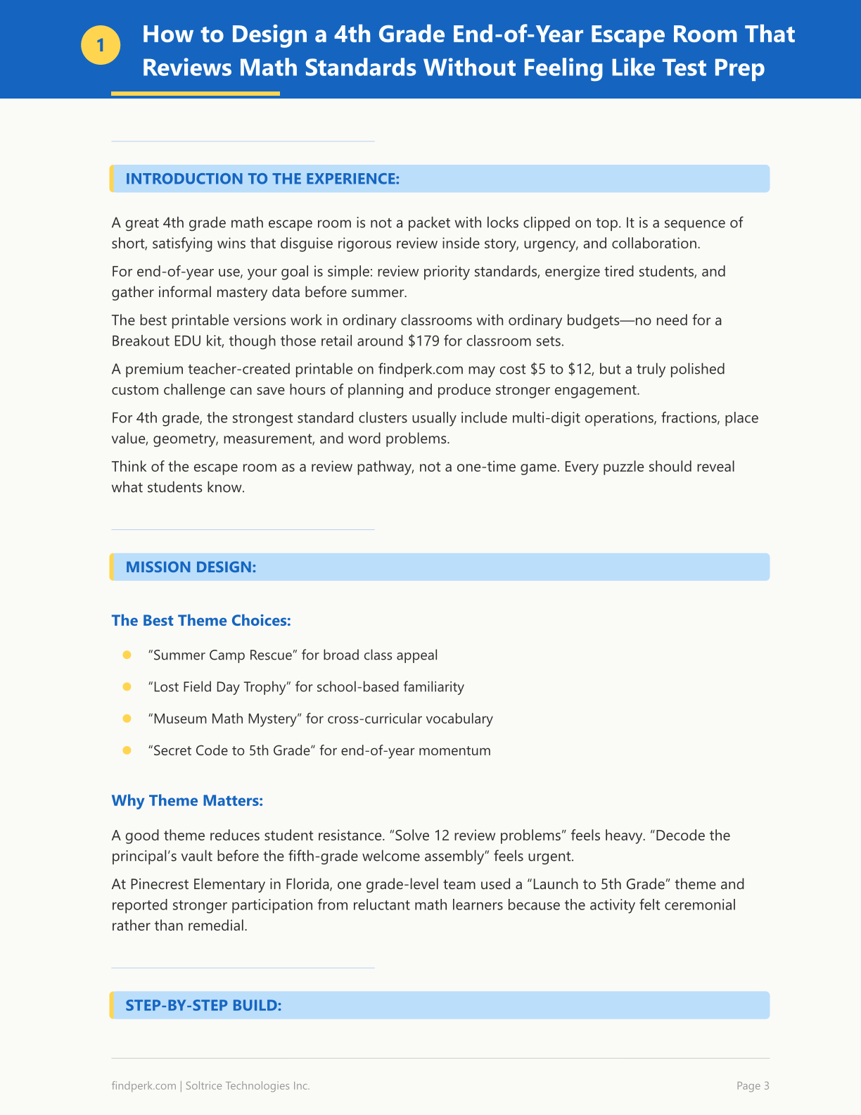 Escape Room Math Challenge Printable for End-of-Year 4th Grade Review