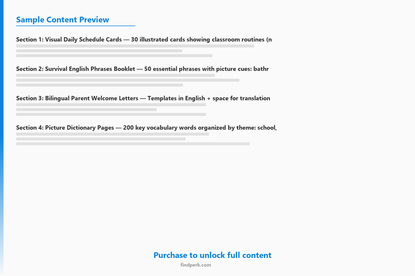 ESL/ELL Newcomer Welcome Kit - Bilingual Resources for New English Learners - Content Preview