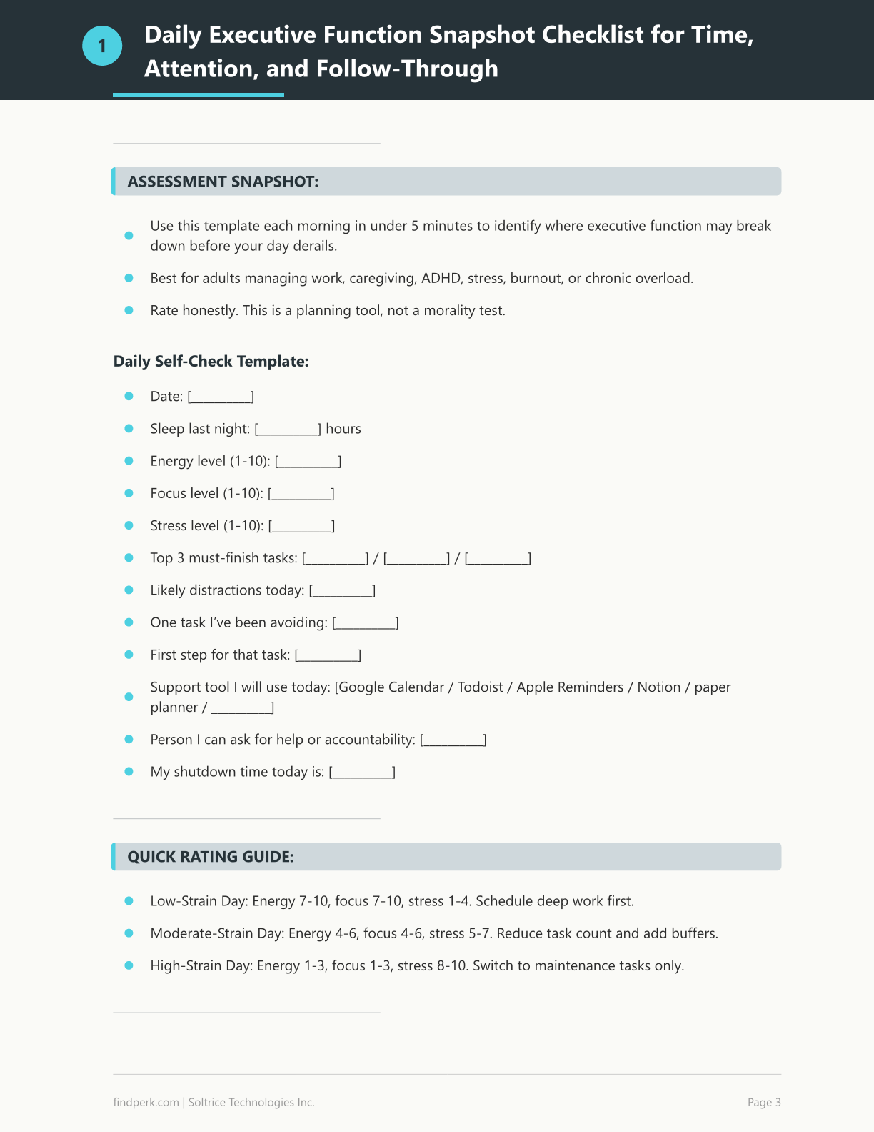 Executive Function Checklist for Adults