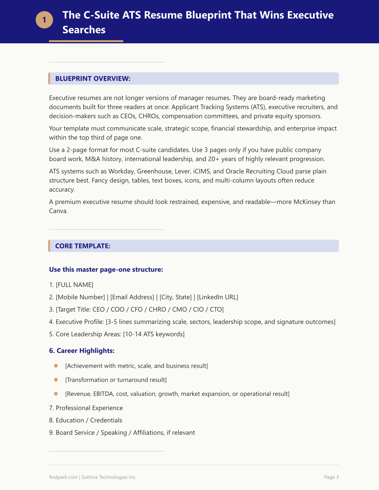 Executive Resume Template — C-Suite ATS Format