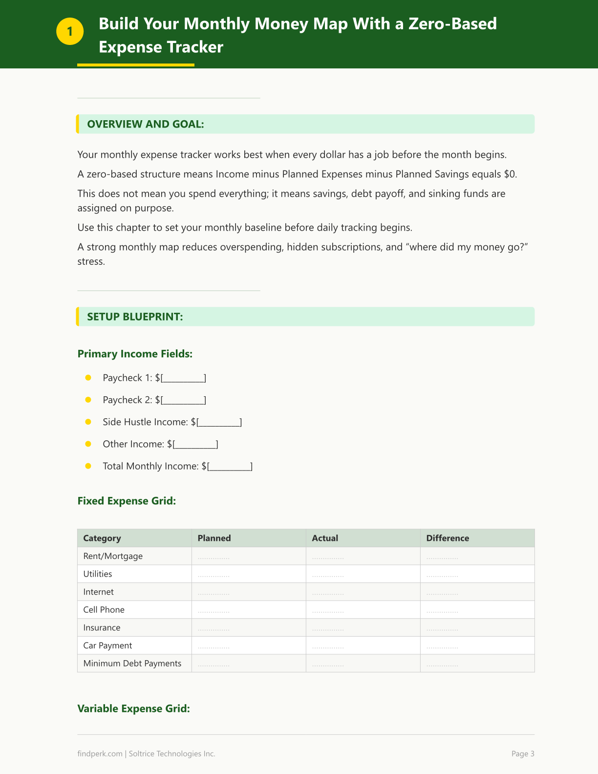 Expense Tracker Monthly — Printable PDF
