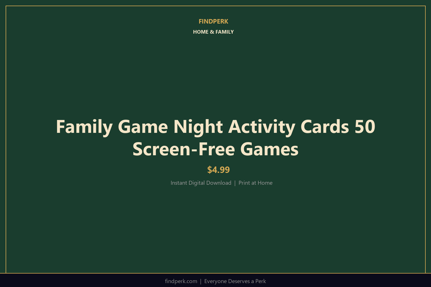 Family Game Night Activity Cards 50 Screen-Free Games