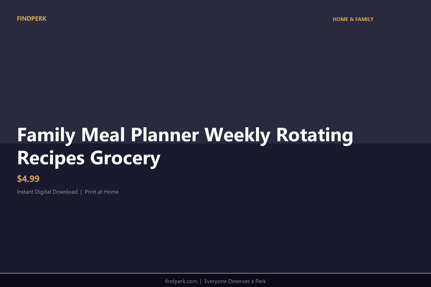 Family Meal Planner Weekly Rotating Recipes Grocery