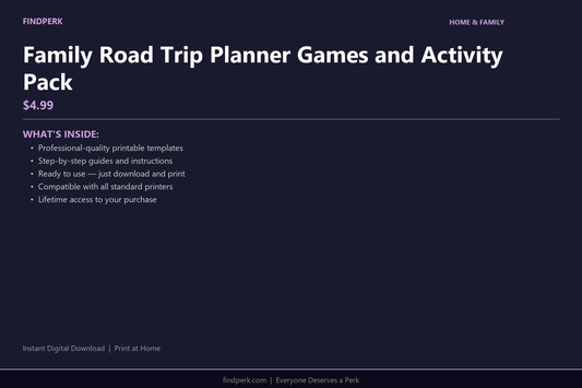 Family Road Trip Planner Games and Activity Pack