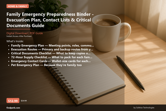 Family Emergency Preparedness Binder - Evacuation Plan, Contact Lists & Critical Documents Guide - Cover