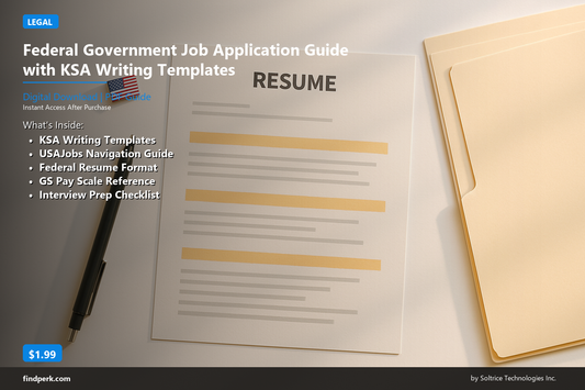 Federal Government Job Application Guide with KSA Writing Templates (USAJobs)