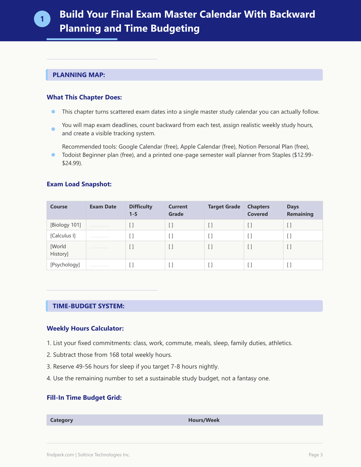 Final Exam Study Schedule Generator and Tracker