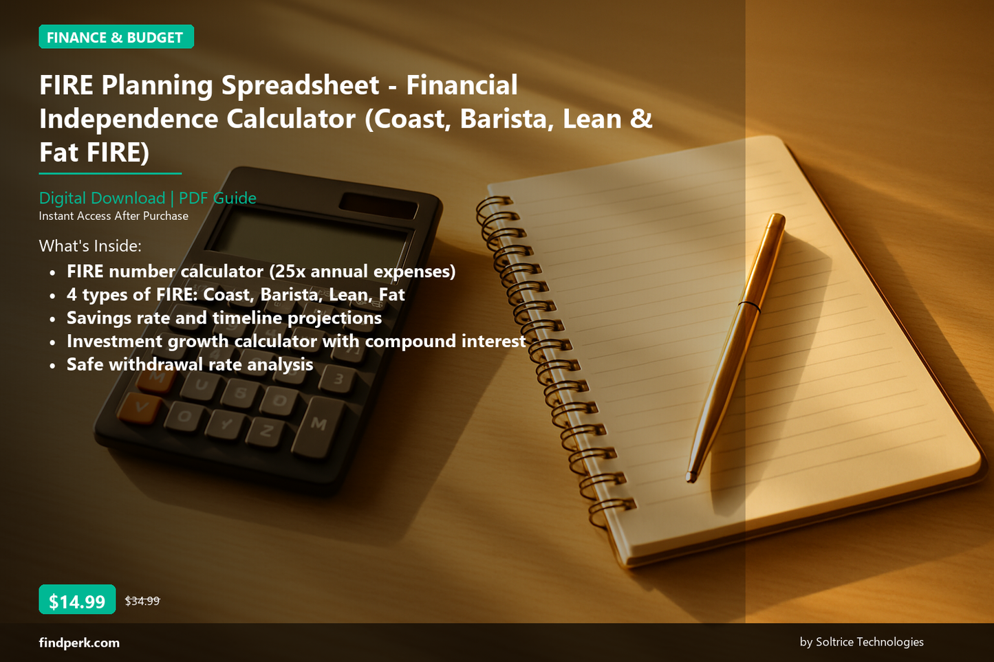 FIRE Planning Spreadsheet - Financial Independence Calculator (Coast, Barista, Lean & Fat FIRE) - Cover
