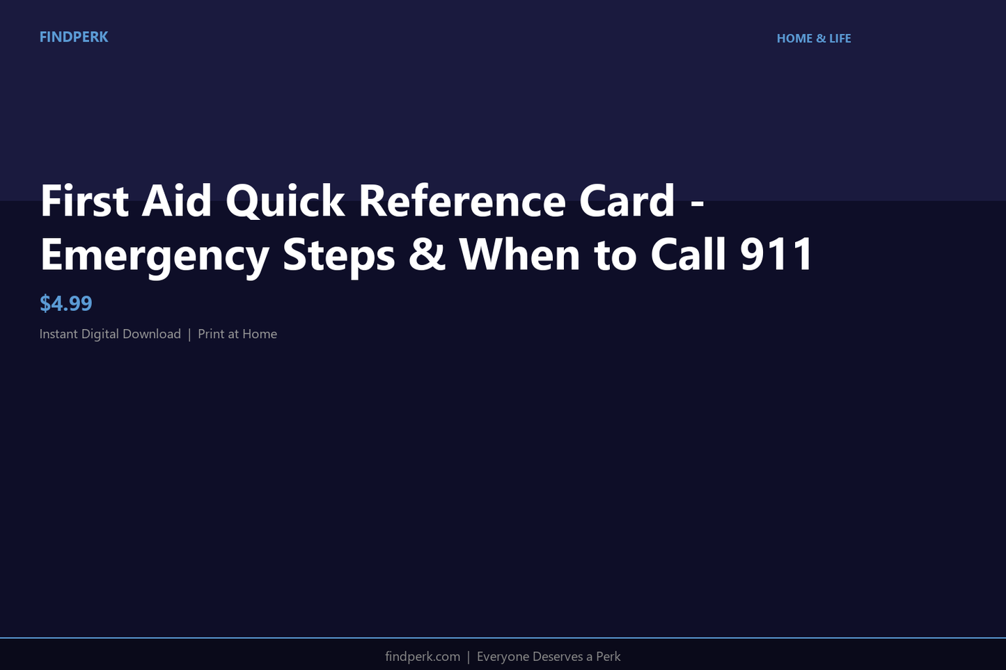 First Aid Quick Reference Card - Emergency Steps & When to Call 911