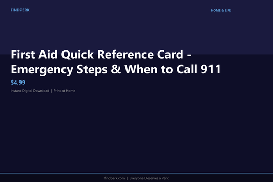 First Aid Quick Reference Card - Emergency Steps & When to Call 911