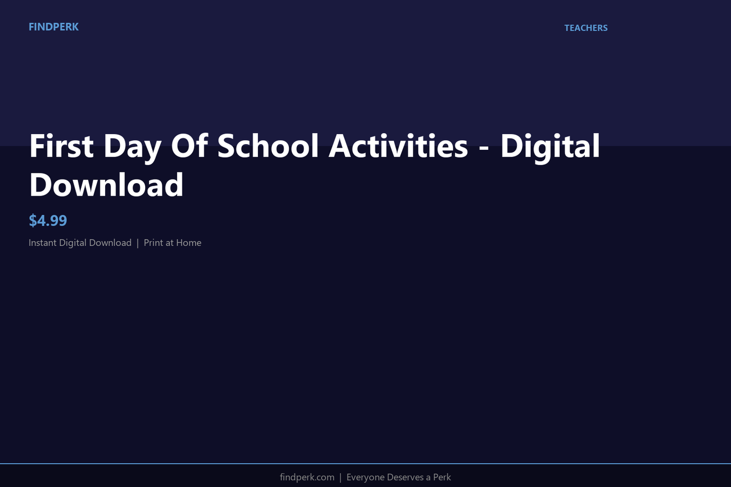First Day Of School Activities - Digital Download