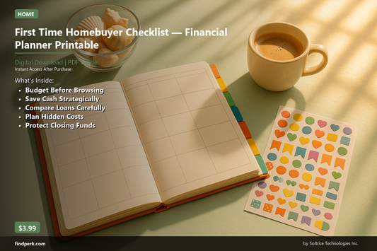 First Time Homebuyer Checklist — Financial Planner Printable