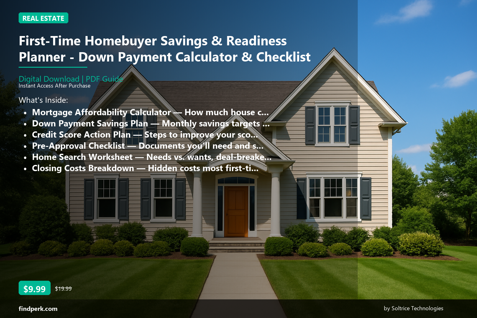 First-Time Homebuyer Savings & Readiness Planner - Down Payment Calculator & Checklist - Cover